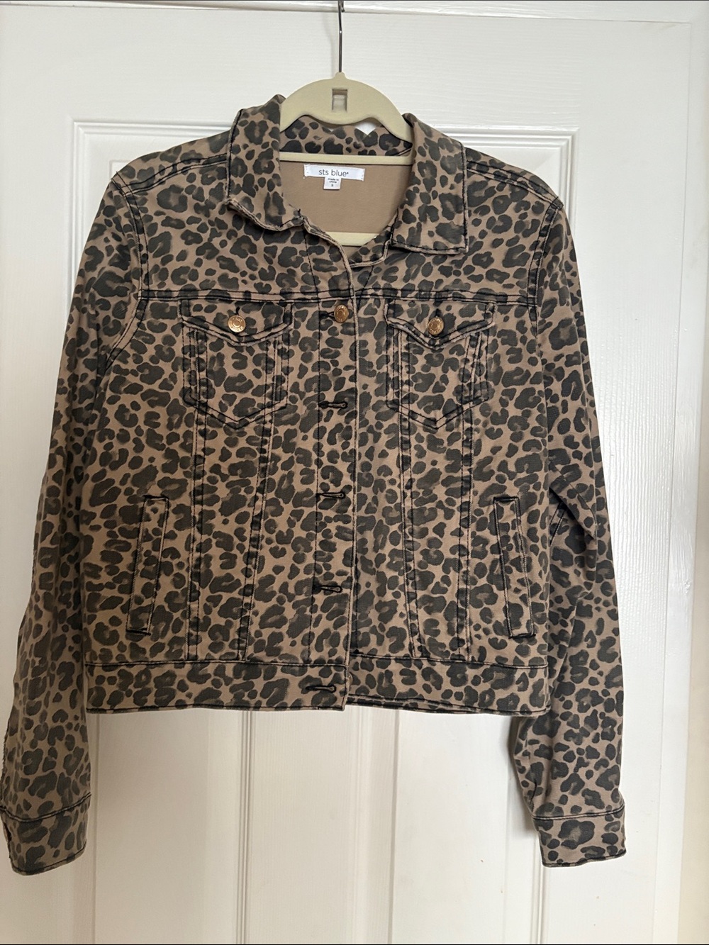STS Blue Nordstrom Leopard-Print Denim Jacket in Brown and Black